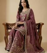 Pink designer faux silk readymade designer suit