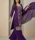 Purple designer faux georgette readymade designer suit