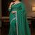 Turquoise color Sequence embroidery work with Cut  work border Chiffon Silk Saree
