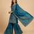 Teal-blue designer faux silk readymade designer suit