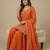 Orange designer crepe readymade designer suit