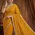 Yellow color Sequence embroidery work with Cut  work border Chiffon Silk Saree