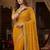 Yellow color Sequence embroidery work with Cut  work border Chiffon Silk Saree