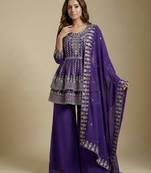 Purple designer faux georgette readymade designer suit