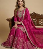 Pink designer faux silk readymade designer suit