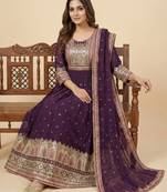 Maroon designer faux georgette readymade designer suit