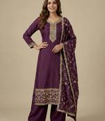 Maroon designer faux silk readymade designer suit