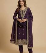 Maroon designer faux georgette readymade designer suit