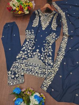 Blue designer faux georgette readymade designer suit 2