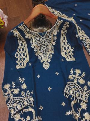 Blue designer faux georgette readymade designer suit 3