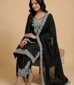 Black designer crepe readymade designer suit