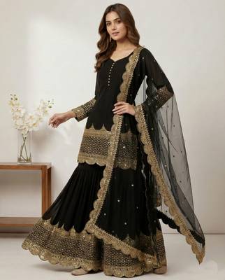 Black designer georgette readymade designer suit 1