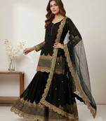 Black designer georgette readymade designer suit