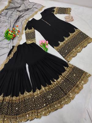 Black designer georgette readymade designer suit 2