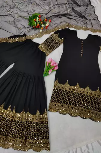 Black designer georgette readymade designer suit