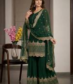 Green designer georgette readymade designer suit