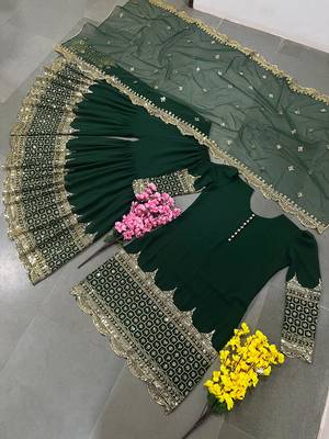 Green designer georgette readymade designer suit 2