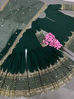 Green designer georgette readymade designer suit 3