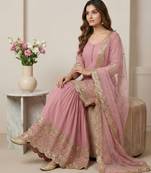 Pink designer georgette readymade designer suit