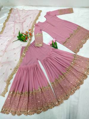 Pink designer georgette readymade designer suit 2