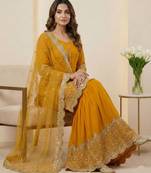 Mustard designer georgette readymade designer suit