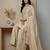 Cream designer faux silk readymade designer suit