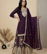 Maroon designer faux silk readymade designer suit