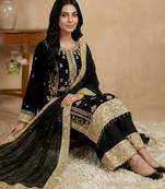 Black designer georgette readymade designer suit