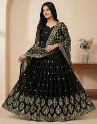 Black designer georgette readymade designer suit 1