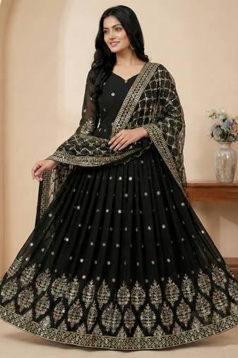 Black designer georgette readymade designer suit