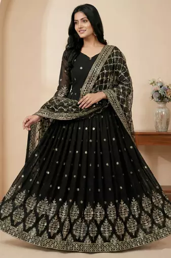 Black designer georgette readymade designer suit