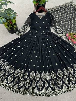 Black designer georgette readymade designer suit 2