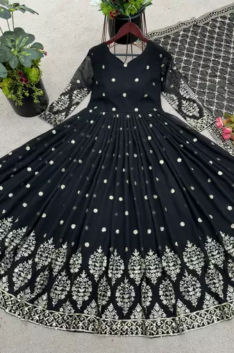 Black designer georgette readymade designer suit