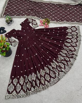 Maroon designer georgette readymade designer suit 2
