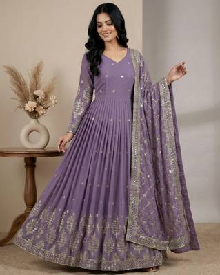 Purple designer georgette readymade designer suit 1