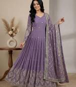 Purple designer georgette readymade designer suit