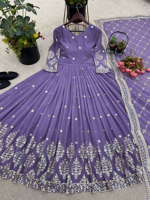 Purple designer georgette readymade designer suit 2