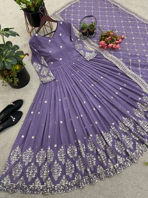 Purple designer georgette readymade designer suit 3