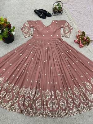 Peach designer georgette readymade designer suit 2