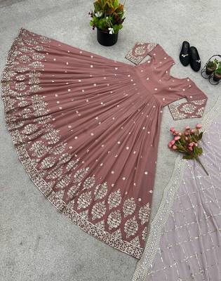 Peach designer georgette readymade designer suit 3