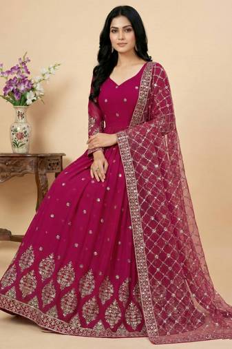 Rani-pink designer georgette readymade designer suit