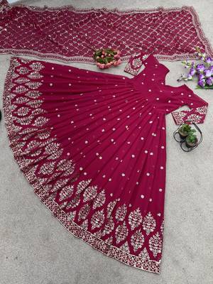 Rani-pink designer georgette readymade designer suit 2