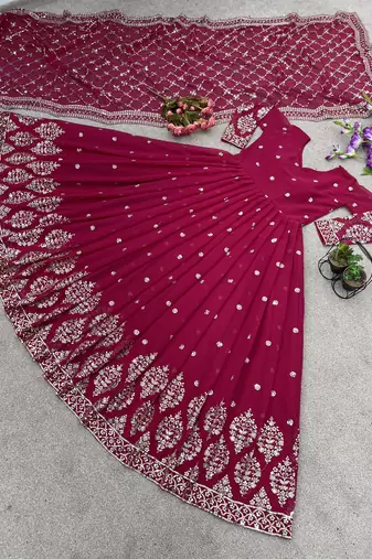 Rani-pink designer georgette readymade designer suit