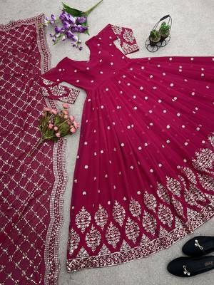 Rani-pink designer georgette readymade designer suit 3