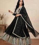 Black designer faux silk readymade designer suit