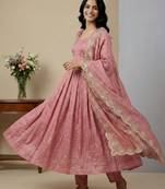 Pink designer faux silk readymade designer suit