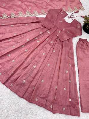 Pink designer faux silk readymade designer suit 3