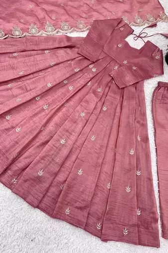 Pink designer faux silk readymade designer suit