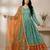 Sky-blue designer organza readymade designer suit