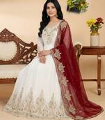 White designer georgette readymade designer suit